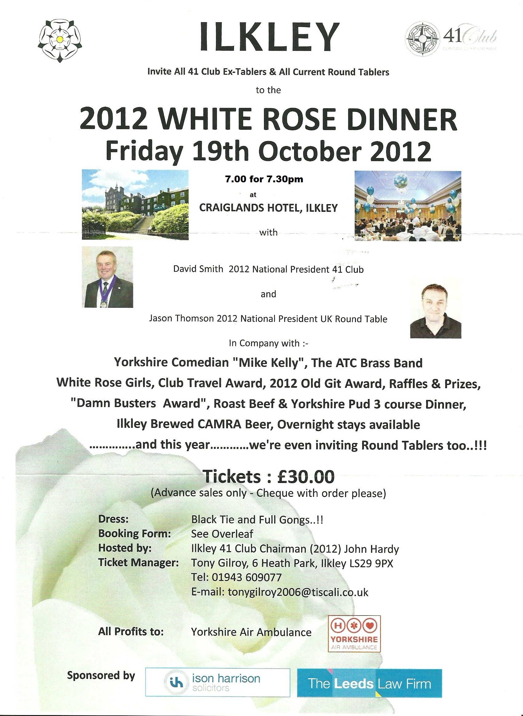 White Rose Dinner, Damn Busters award !